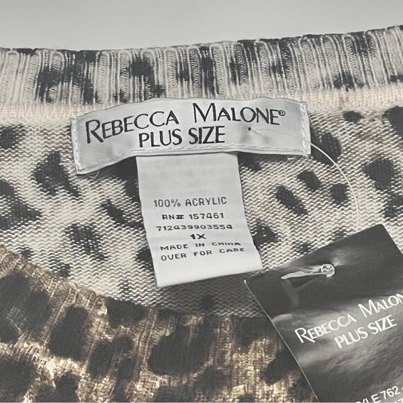 Rebecca Malone Women’s Plus Size Animal Print Crewneck Sweater Sz 1X - Picture 4 of 10
